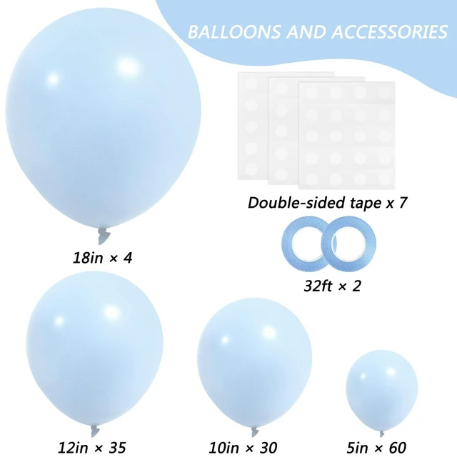 Alt view image 2 of 7 - Blue Balloons 129pcs, Pastel Light Blue Balloon Different Sizes 18 12 10 5 Inch for Garland Arch Kit, Gender Reveal Baby Shower Birthday Wedding Easter Party Decoration