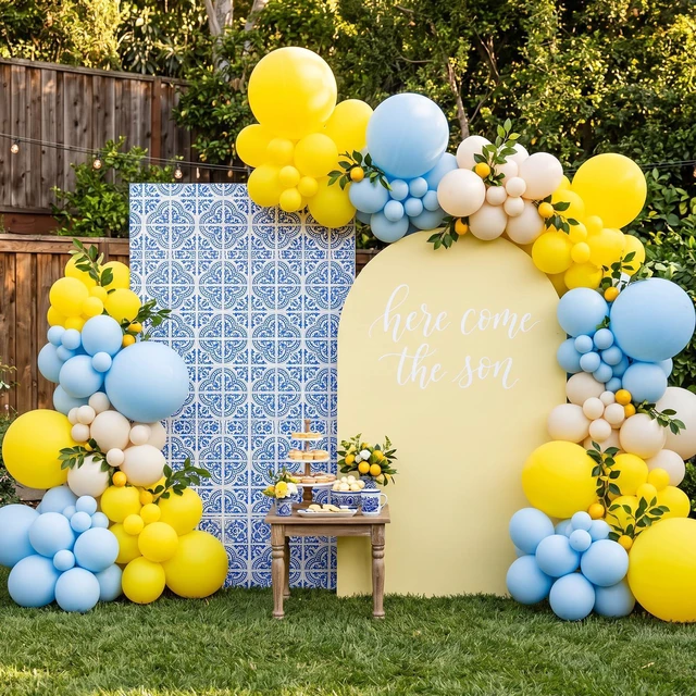 Alt view image 6 of 7 - Blue Balloons 129pcs, Pastel Light Blue Balloon Different Sizes 18 12 10 5 Inch for Garland Arch Kit, Gender Reveal Baby Shower Birthday Wedding Easter Party Decoration