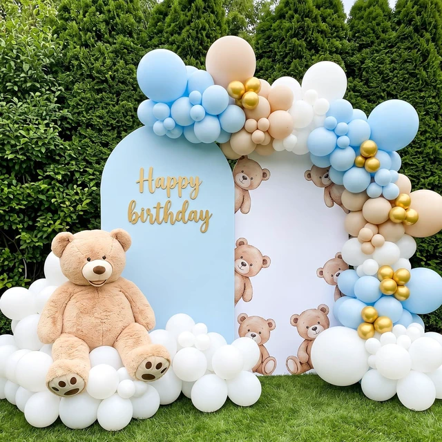 Alt view image 5 of 7 - Blue Balloons 129pcs, Pastel Light Blue Balloon Different Sizes 18 12 10 5 Inch for Garland Arch Kit, Gender Reveal Baby Shower Birthday Wedding Easter Party Decoration