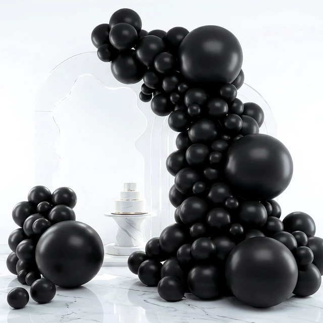 Main image of Balloon Arch Kit Black Balloons Different Sizes 129pcs for Garland | Pack of 18 12 10 5 Inch Garland Latex Balloons for Graduation Birthday Party Wedding Casino Gaming Retirement Decorations