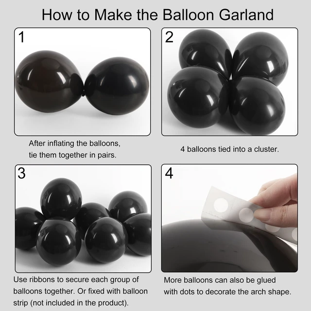 Alt view image 4 of 7 - Balloon Arch Kit Black Balloons Different Sizes 129pcs for Garland | Pack of 18 12 10 5 Inch Garland Latex Balloons for Graduation Birthday Party Wedding Casino Gaming Retirement Decorations