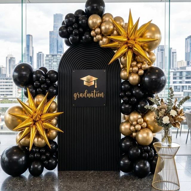 Alt view image 5 of 7 - Balloon Arch Kit Black Balloons Different Sizes 129pcs for Garland | Pack of 18 12 10 5 Inch Garland Latex Balloons for Graduation Birthday Party Wedding Casino Gaming Retirement Decorations
