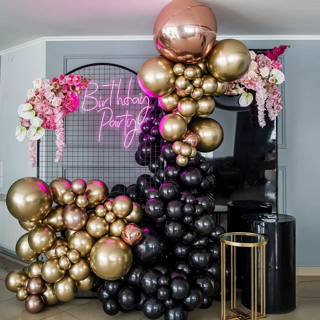 Alt view image 7 of 7 - Balloon Arch Kit Black Balloons Different Sizes 129pcs for Garland | Pack of 18 12 10 5 Inch Garland Latex Balloons for Graduation Birthday Party Wedding Casino Gaming Retirement Decorations