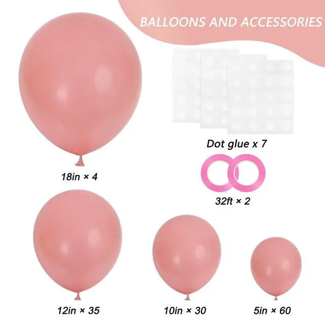 Alt view image 2 of 7 - RUBFAC Pink Balloons Different Sizes Dusty Rose Balloon Arch Kit 129pcs | Latex Blush Balloon Garland Arch Kit for Valentine's Day Birthday Baby Shower Wedding Princess Boho Theme Party Decoration