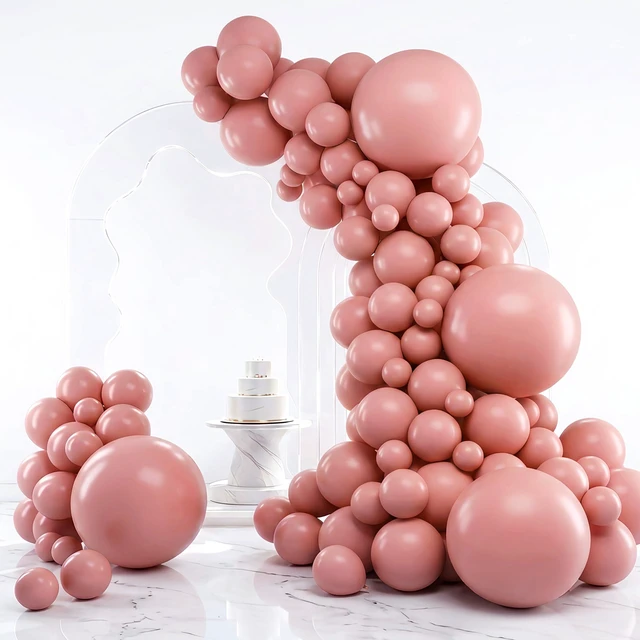 Main image of RUBFAC Pink Balloons Different Sizes Dusty Rose Balloon Arch Kit 129pcs | Latex Blush Balloon Garland Arch Kit for Valentine's Day Birthday Baby Shower Wedding Princess Boho Theme Party Decoration