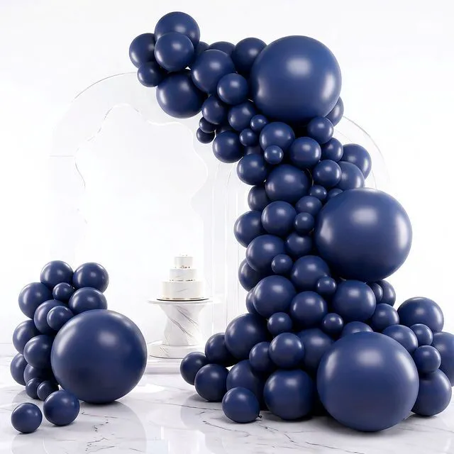 Main image of Navy Blue Balloons 129pcs Different Sizes Balloon Arch Kit | Pack of 18 12 10 5 Inch Latex Retro Blue Garland Kit for Men Birthday Graduation Boy Baby Shower Party Decoration