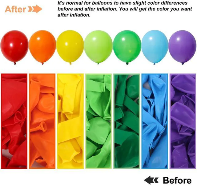 Alt view image 4 of 7 - Rainbow Balloon Arch Kit 129pcs Different Sizes 18 12 10 5 Inch | Latex Colorful Balloons Garland for Back to Scool Birthday Baby Shower Engagement Christmas Party Decorations