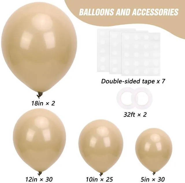 Alt view image 2 of 6 - 87pcs Light Brown Balloons Different Sizes 18 12 10 5 Inches, Premium Party Latex Balloons Arch Kit Garland for Birthday Wedding Graduation Baby Shower Party Decoration