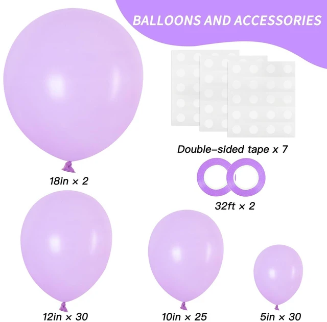 Alt view image 2 of 7 - 87pcs Lavender Balloons Different Sizes 18 12 10 5 Inches for Garland Arch, Premium Pastel Latex Balloons for Birthday Party Wedding Baby Shower Bridal Shower Decorations