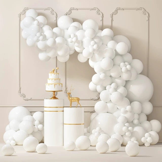 Main image of 87pcs White Balloons Different Sizes 18 12 10 5 Inches for Garland Arch, Premium Party Latex Balloons for Birthday Party Wedding Anniversary Baby Shower Party Decoration