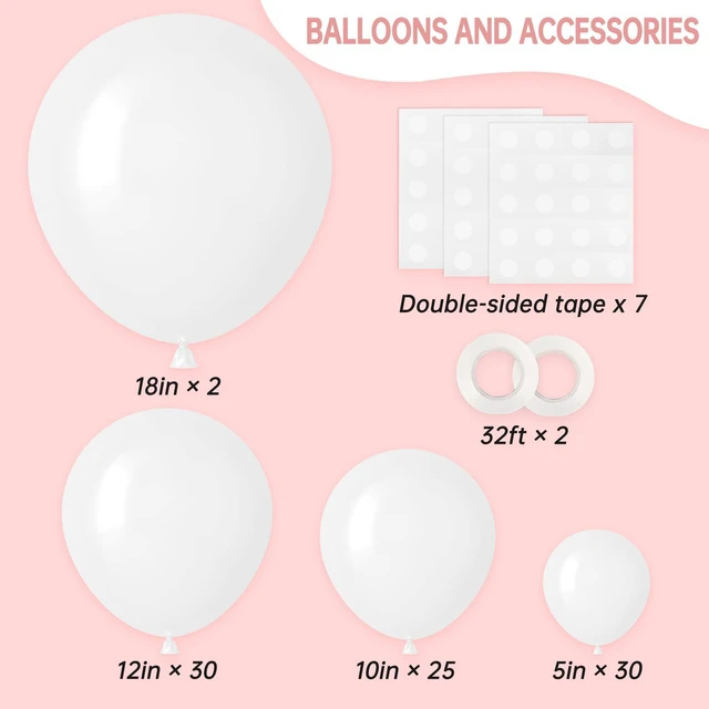 Alt view image 2 of 7 - 87pcs White Balloons Different Sizes 18 12 10 5 Inches for Garland Arch, Premium Party Latex Balloons for Birthday Party Wedding Anniversary Baby Shower Party Decoration