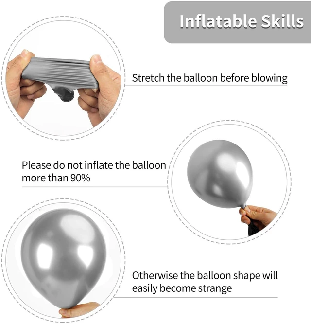 Alt view image 3 of 7 - 87pcs Silver Balloons Latex Balloons Different Sizes 18 12 10 5 Inch Metallic Silver Chrome Party Balloon Kit for Birthday Party Graduation Baby Shower Wedding Holiday Balloon Decoration