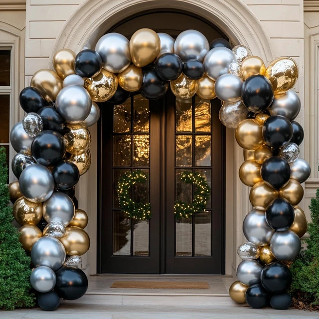 Alt view image 5 of 7 - 87pcs Silver Balloons Latex Balloons Different Sizes 18 12 10 5 Inch Metallic Silver Chrome Party Balloon Kit for Birthday Party Graduation Baby Shower Wedding Holiday Balloon Decoration