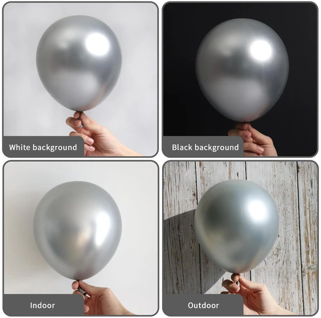 Alt view image 6 of 7 - 87pcs Silver Balloons Latex Balloons Different Sizes 18 12 10 5 Inch Metallic Silver Chrome Party Balloon Kit for Birthday Party Graduation Baby Shower Wedding Holiday Balloon Decoration