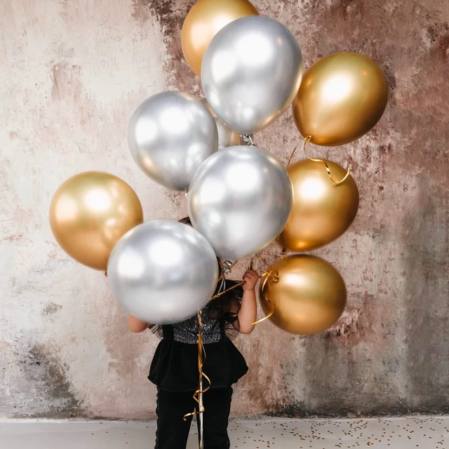 Alt view image 7 of 7 - 87pcs Silver Balloons Latex Balloons Different Sizes 18 12 10 5 Inch Metallic Silver Chrome Party Balloon Kit for Birthday Party Graduation Baby Shower Wedding Holiday Balloon Decoration