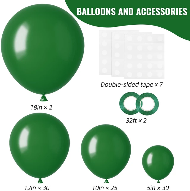 Alt view image 2 of 6 - 87pcs Dark Green Balloons Different Sizes 18 12 10 5 Inch for Garland Arch, Green Latex Balloons for Birthday Party Baby Shower Wedding Halloween Christmas Party Decoration