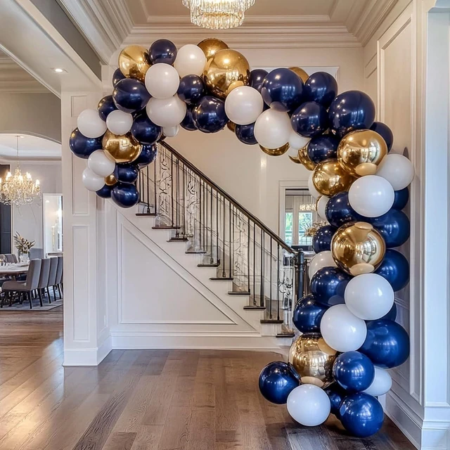 Alt view image 5 of 7 - 87pcs Navy Blue Balloons Different Sizes 18 12 10 5 Inches, Premium Party Latex Balloons Arch Kit Garland for Birthday Wedding Graduation Baby Shower Party Decoration