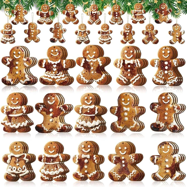 Alt view image 2 of 7 - PODUOJIEYI 15Pcs Christmas Ornaments Set Gingerbread Christmas Tree Decorations Cute Gingerbread Man Wooden Hanging Ornaments Xmas Holiday Decorations for Festive Xmas Tree Party Home Decor