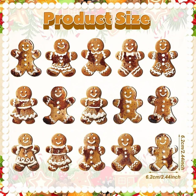 Alt view image 7 of 7 - PODUOJIEYI 15Pcs Christmas Ornaments Set Gingerbread Christmas Tree Decorations Cute Gingerbread Man Wooden Hanging Ornaments Xmas Holiday Decorations for Festive Xmas Tree Party Home Decor