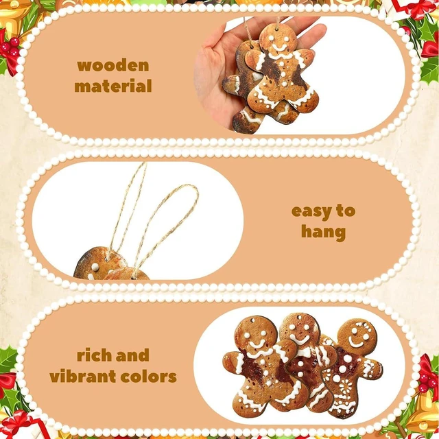 Alt view image 6 of 7 - PODUOJIEYI 15Pcs Christmas Ornaments Set Gingerbread Christmas Tree Decorations Cute Gingerbread Man Wooden Hanging Ornaments Xmas Holiday Decorations for Festive Xmas Tree Party Home Decor