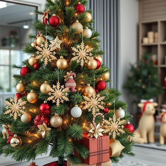 Alt view image 2 of 7 - POUOJIEYI Christmas Decorations 6Pcs Glitter Gold Snowflake Hanging Ornament PVC Snowflakes Decorations Christmas Tree Ornaments for Outdoor Indoor Xmas Holiday Party Decorations