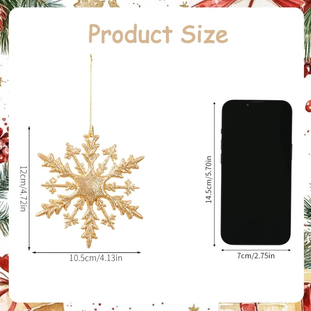 Alt view image 6 of 7 - POUOJIEYI Christmas Decorations 6Pcs Glitter Gold Snowflake Hanging Ornament PVC Snowflakes Decorations Christmas Tree Ornaments for Outdoor Indoor Xmas Holiday Party Decorations