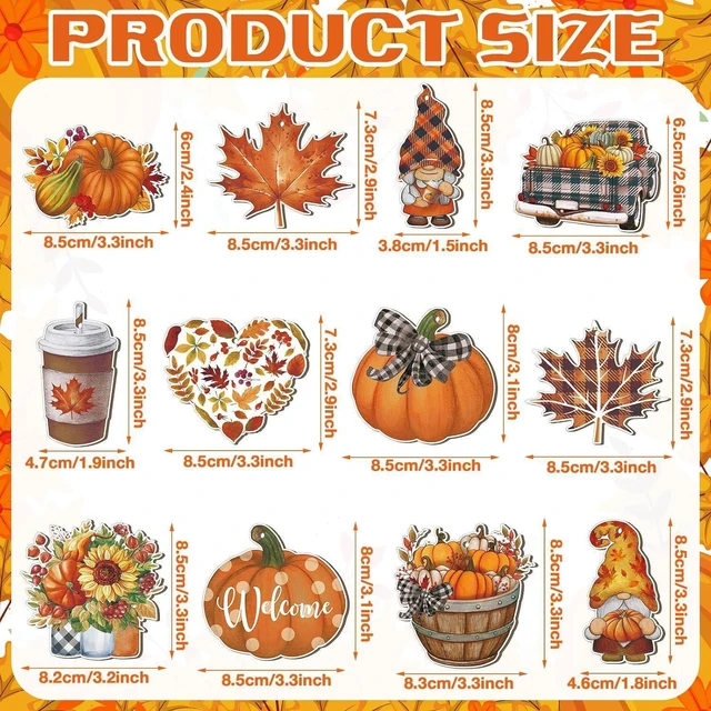 Alt view image 6 of 7 - 24Pcs Fall Wooden Hanging Thanksgiving Pumpkin Gnome Maple Leaf Floral Truck Coffee Cup Design Autumn Wood Tree Decor for Front Door Window Wall Harvest Party Festival DIY Craft Supplies
