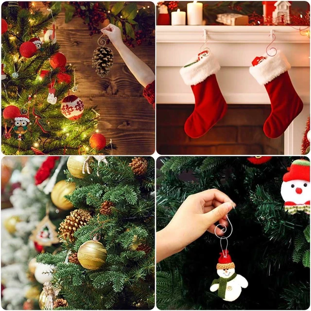 Alt view image 2 of 4 - Ornament Hooks, Green Christmas Ornament Hangers, 100 Pcs Christmas Ornament Hooks, Metal Hooks for Ornaments, Metal Wire Ornaments Hooks Anchors for Xmas Tree Xmas Balls Party Decorations