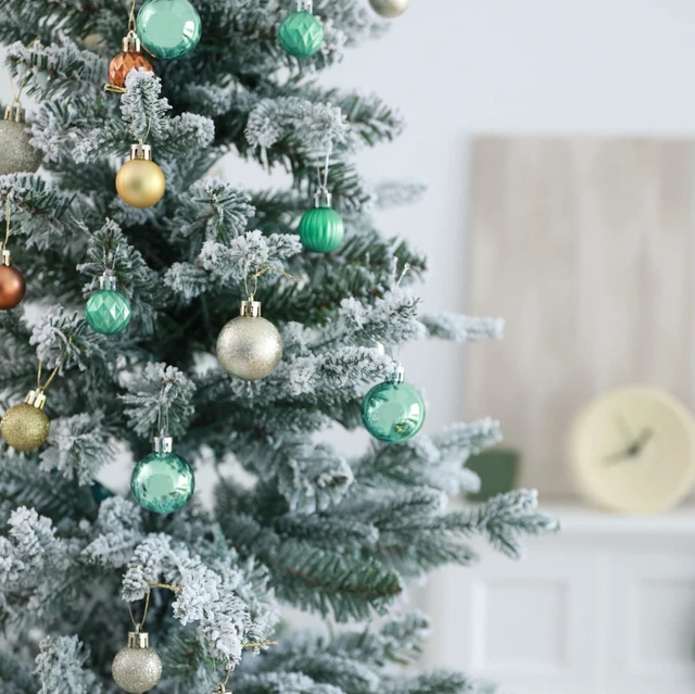 Alt view image 3 of 5 - 30ct 1.18" Green Copper Gold Mini Baubles Xmas Halloween Tree Decor | Shatterproof Baubles Multi Textures, Hanging Ornaments Tree Decorations Set for Tabletop Mini Tree, Christmas,Halloween,Fall