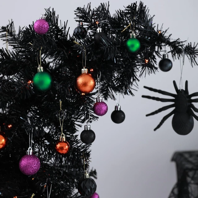 Alt view image 2 of 7 - HipTree 30ct 1.18 Inch Halloween Ornaments Decorations for Mini Tree | Purple/Orange/Green/Black Shatterproof Ball Ornaments Set for Table Indoor Fall Christmas Holiday Party Home Decor