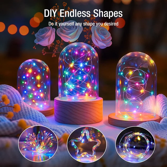 Alt view image 3 of 6 - 6 Pack Fairy Lights Battery Operated - 7ft 20 Led Twinkle Lights 3 Modes, Multi-Colored Bulk Mini String Lights Waterproof for Mason Jars Vases DIY Party Wedding Decoration Christmas
