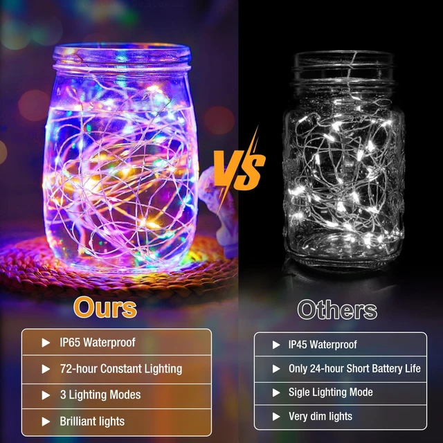Alt view image 6 of 6 - 6 Pack Fairy Lights Battery Operated - 7ft 20 Led Twinkle Lights 3 Modes, Multi-Colored Bulk Mini String Lights Waterproof for Mason Jars Vases DIY Party Wedding Decoration Christmas