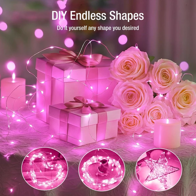 Alt view image 3 of 7 - 6 Pack Fairy Lights Battery Operated - 7ft 20 Led Twinkle Lights 3 Modes, Bulk Mini String Light Waterproof for Mason Jars Vases DIY Party Wedding Decoration Mothers Day- Pink
