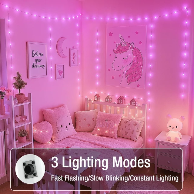 Alt view image 5 of 7 - 6 Pack Fairy Lights Battery Operated - 7ft 20 Led Twinkle Lights 3 Modes, Bulk Mini String Light Waterproof for Mason Jars Vases DIY Party Wedding Decoration Mothers Day- Pink
