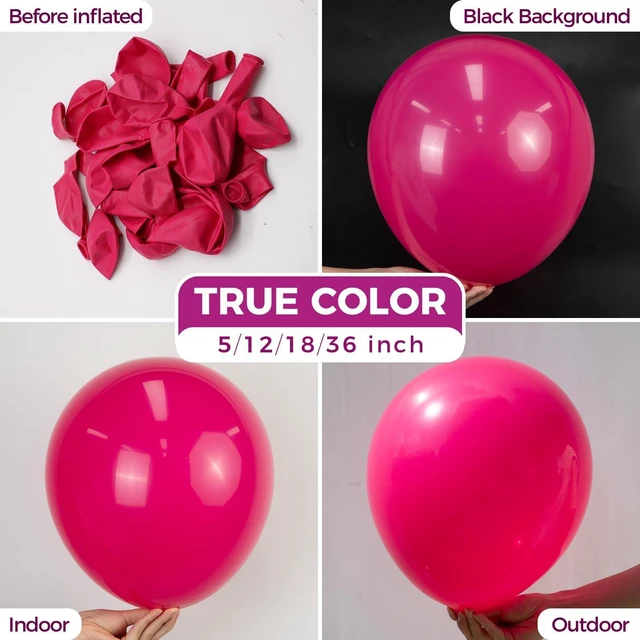 Alt view image 2 of 7 - Hot Pink Latex Round Helium Party Balloons100 Pack 12 inch | Pink Balloons for Valentine's Day Wedding Birthday Party Backdrop Decorations