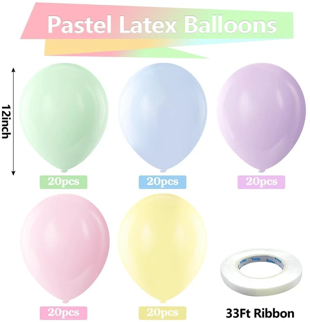 Alt view image 2 of 7 - Pastel Latex Party Balloons 100 Pack 12 inch | Multicolor Macaron Balloons for Easter Birthday Rainbow Party Bridal Shower Wedding Decorations