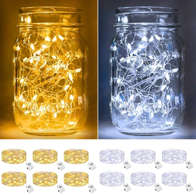 Main image of 12 Pack Fairy Lights Battery Operated Twinkle Lights with 3 Modes | 7Ft 7Ft 20 Led String Light, Waterproof Bulk Small Mini Silver Wire for Christmas Mason Jars Wedding Table Centerpiece