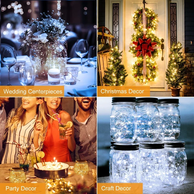 Alt view image 2 of 6 - 12 Pack Fairy Lights Battery Operated Twinkle Lights with 3 Modes | 7Ft 7Ft 20 Led String Light, Waterproof Bulk Small Mini Silver Wire for Christmas Mason Jars Wedding Table Centerpiece