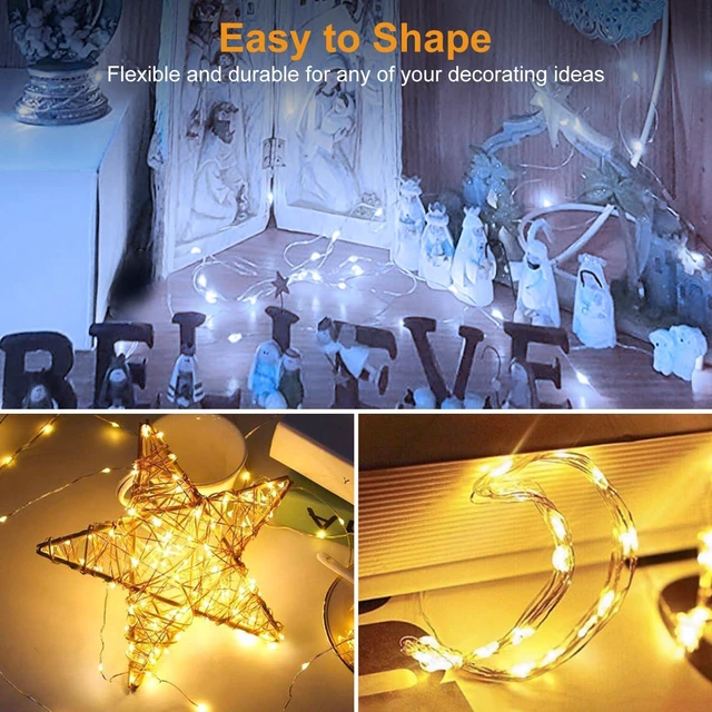 Alt view image 3 of 6 - 12 Pack Fairy Lights Battery Operated Twinkle Lights with 3 Modes | 7Ft 7Ft 20 Led String Light, Waterproof Bulk Small Mini Silver Wire for Christmas Mason Jars Wedding Table Centerpiece