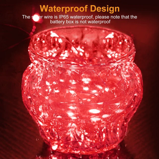Alt view image 5 of 7 - 12 Pack Fairy Lights Battery Operated Twinkle Lights with 3 Modes | 7Ft 20 Led String Light, Waterproof Mini Silver Wire for Christmas Mason Jars Wedding Table Centerpiece, Red