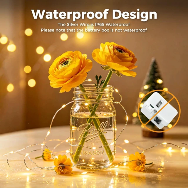 Alt view image 5 of 7 - 12 Pack Fairy Lights Battery Operated Twinkle Lights with 3 Modes | 7Ft 20 Led String Light, Waterproof Bulk Small Mini Silver Wire for Christmas Mason Jars Wedding Table Centerpiece,Warm White