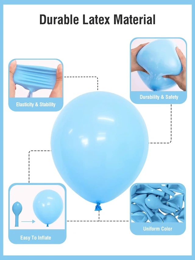 Alt view image 4 of 7 - Light Blue Balloons 125Pcs Different Sizes 18 12 10 5 Inch Balloon Arch Kit | Pastel Baby Blue Balloons with Balloon Tape & Glue Dots for Birthday Baby Shower Gender Reveal Graduation Party
