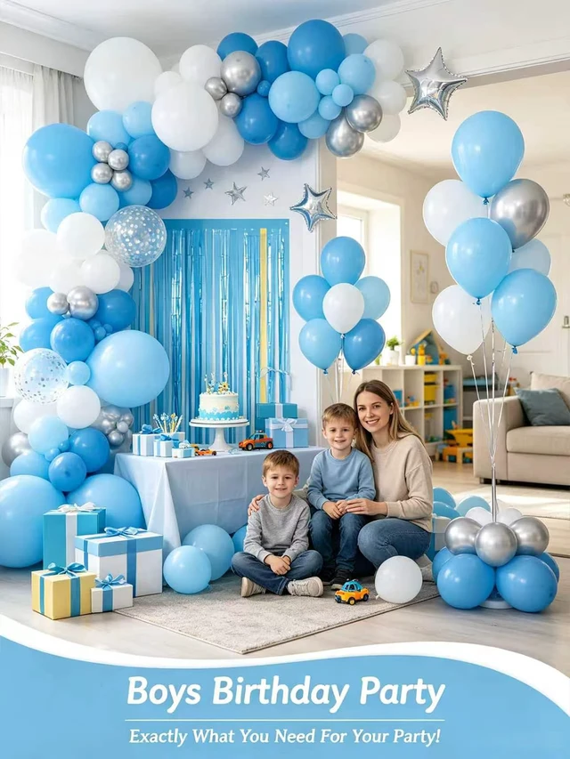 Alt view image 6 of 7 - Light Blue Balloons 125Pcs Different Sizes 18 12 10 5 Inch Balloon Arch Kit | Pastel Baby Blue Balloons with Balloon Tape & Glue Dots for Birthday Baby Shower Gender Reveal Graduation Party