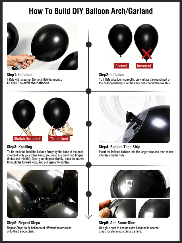 Alt view image 5 of 7 - Black Balloons 125pcs Different Sizes 18 12 10 5 Inch Black Balloon Arch | Black Balloons Garland Kit with Balloon Tape and Glue Dots for Birthday Graduation Casino Gaming Retirement Party Decorations