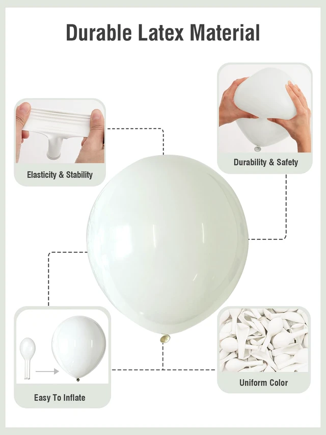 Alt view image 3 of 7 - White Balloons 125 Pcs Different Sizes 18 12 10 5 Inch Balloon Arch Kit | White Latex Balloons with Balloon Tape & Glue Dots for Birthday Baby Shower Bridal Shower Graduation Wedding Party Decoration