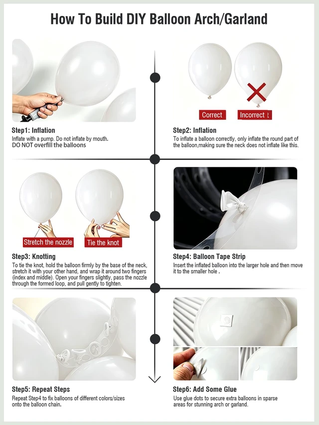 Alt view image 4 of 7 - White Balloons 125 Pcs Different Sizes 18 12 10 5 Inch Balloon Arch Kit | White Latex Balloons with Balloon Tape & Glue Dots for Birthday Baby Shower Bridal Shower Graduation Wedding Party Decoration