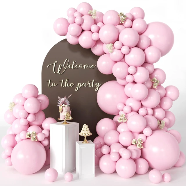 Main image of Pink Balloons 125 Pcs Different Sizes 18 12 10 5 Inch Pink Balloon Arch Kit | Light Pastel Baby Pink Balloon Garland for Birthday Baby Shower Gender Reveal Princess Party Decoration with Balloon Tape