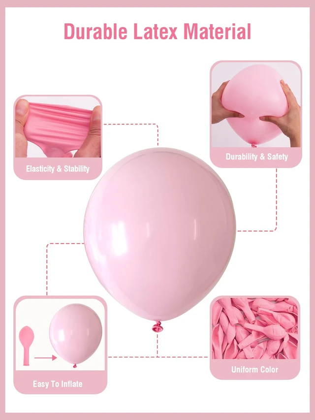 Alt view image 4 of 7 - Pink Balloons 125 Pcs Different Sizes 18 12 10 5 Inch Pink Balloon Arch Kit | Light Pastel Baby Pink Balloon Garland for Birthday Baby Shower Gender Reveal Princess Party Decoration with Balloon Tape