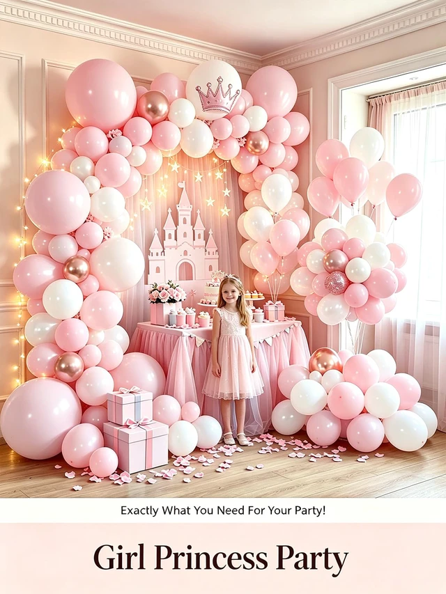 Alt view image 7 of 7 - Pink Balloons 125 Pcs Different Sizes 18 12 10 5 Inch Pink Balloon Arch Kit | Light Pastel Baby Pink Balloon Garland for Birthday Baby Shower Gender Reveal Princess Party Decoration with Balloon Tape