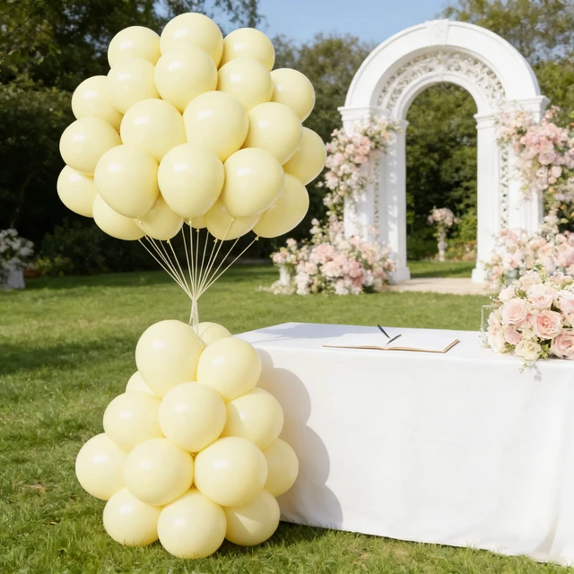 Alt view image 6 of 7 - Light Yellow Balloons, 50pcs 12 Inches Pastel Yellow Latex Balloons | Yellow Latex Balloons for Birthday Baby Shower Wedding